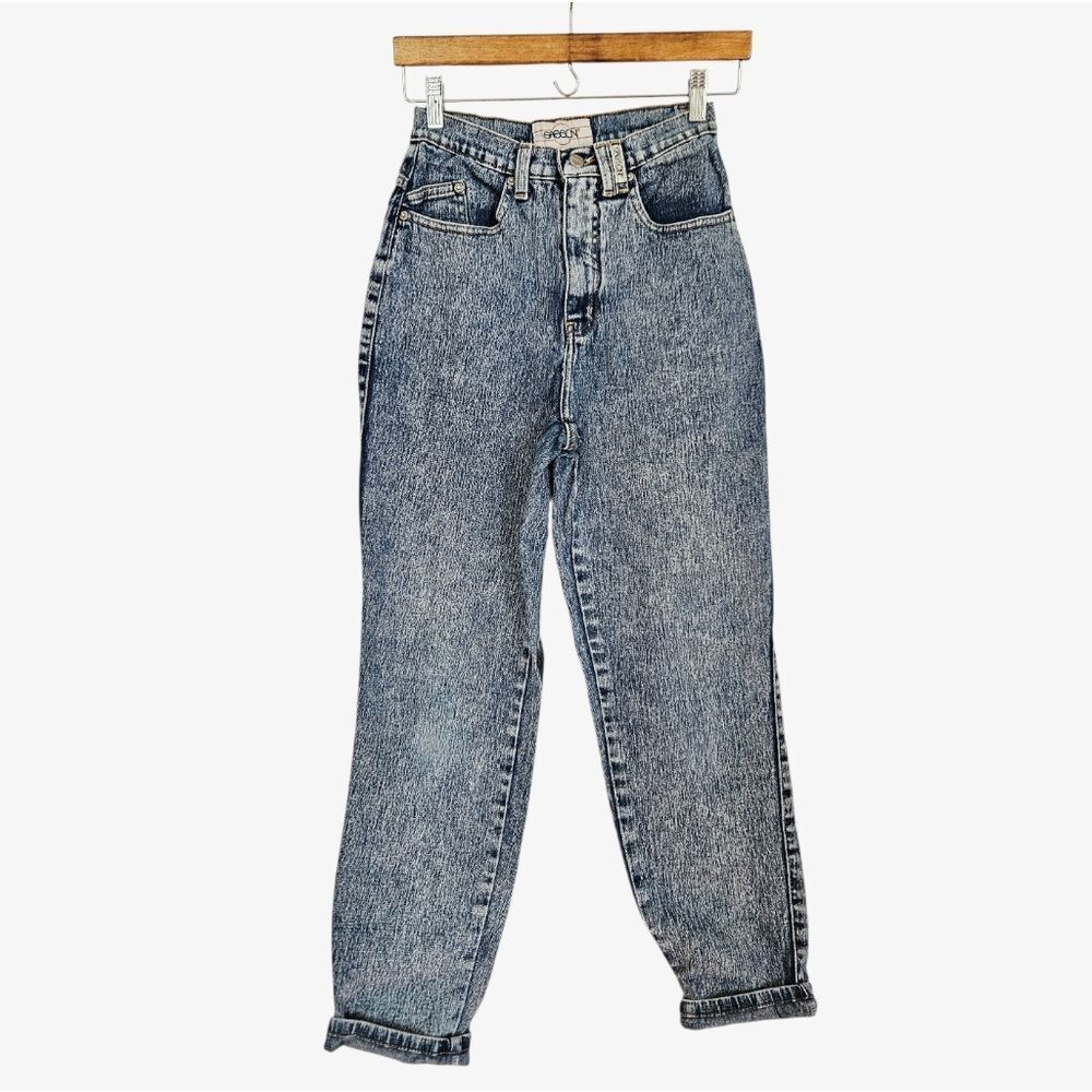 Vintage Sasson 1980's Pinch Waist High Rise Acid Wash Tapered Leg Mom Jeans 6
